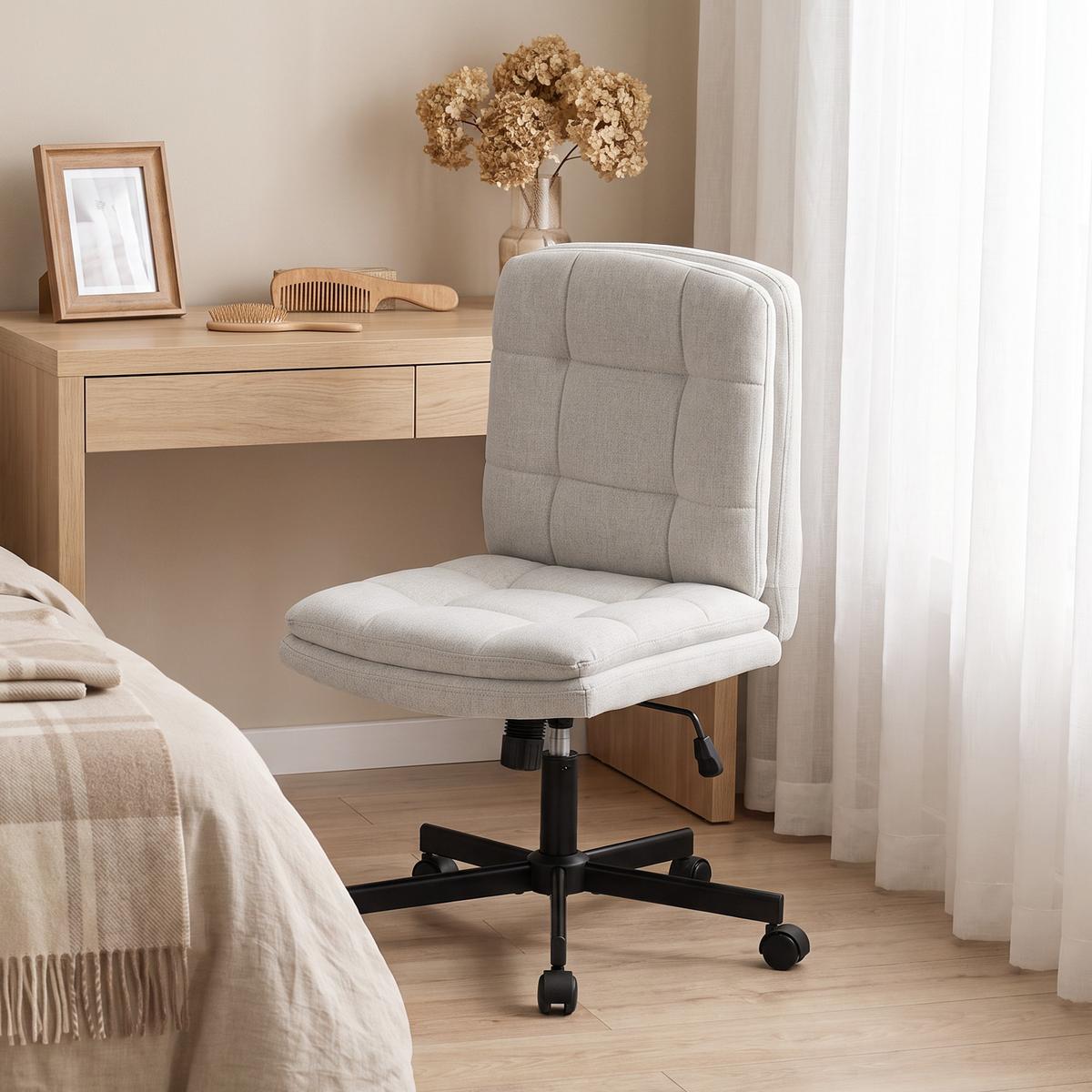 BÜROSTUHL Polyester Hellgrau - Hellgrau/Schwarz, Textil/Metall (51/100/66cm) - HOMCOM