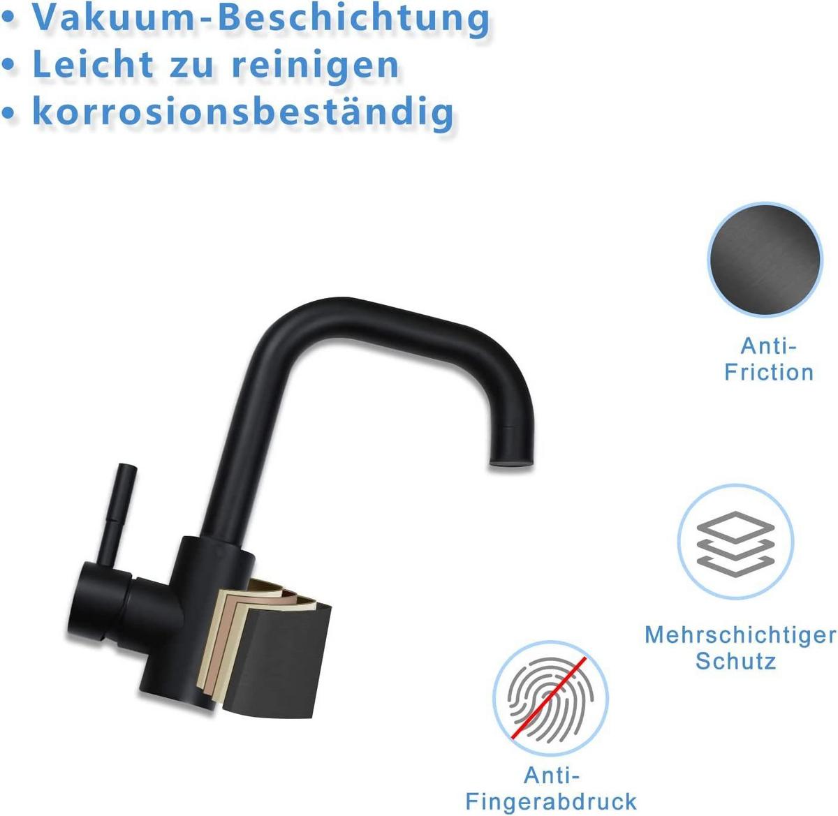 WASCHTISCHARMATUR NORA 24/6/24 cm - Schwarz, Metall (6/24/24cm) - Nettlife
