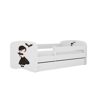 KINDERBETT mit Schublade Mädchen in Schwarz und Matratze 180/80 - Weiß, Holzwerkstoff (80/180cm) - RAUMHIRSCH FURNITURE