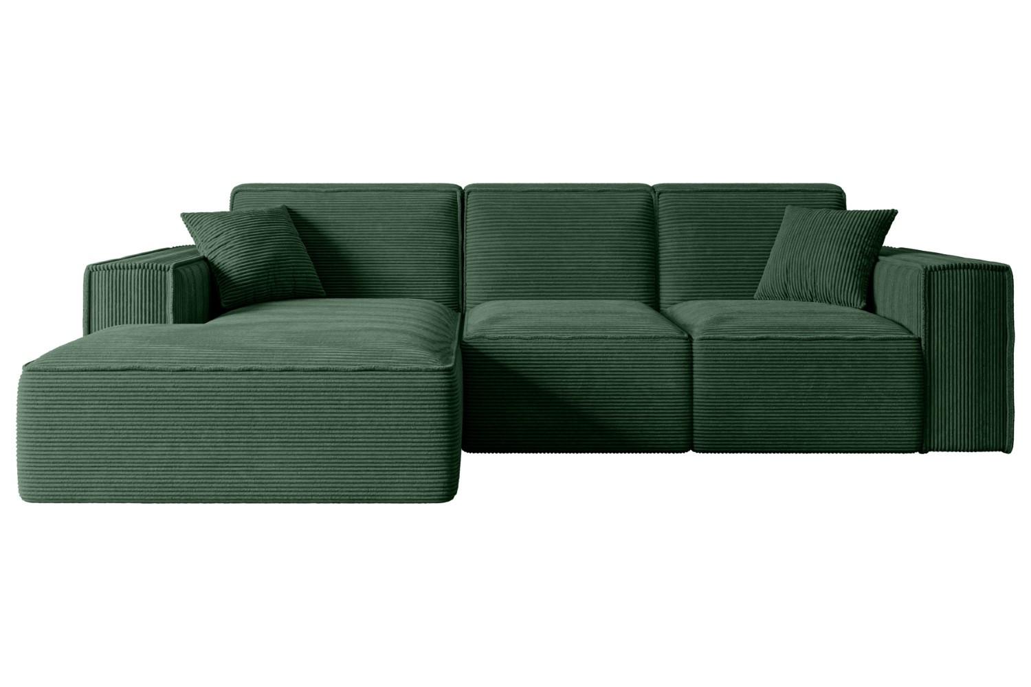 ECKSOFA Ottomane Links SERRA-L - 266x169x80 cm Grün Cord - Schwarz/Grün, Holzwerkstoff/Kunststoff (165/266cm) - ALTDECOR