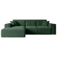 ECKSOFA Ottomane Links SERRA-L - 266x169x80 cm Grün Cord - Schwarz/Grün, Holzwerkstoff/Kunststoff (165/266cm) - ALTDECOR