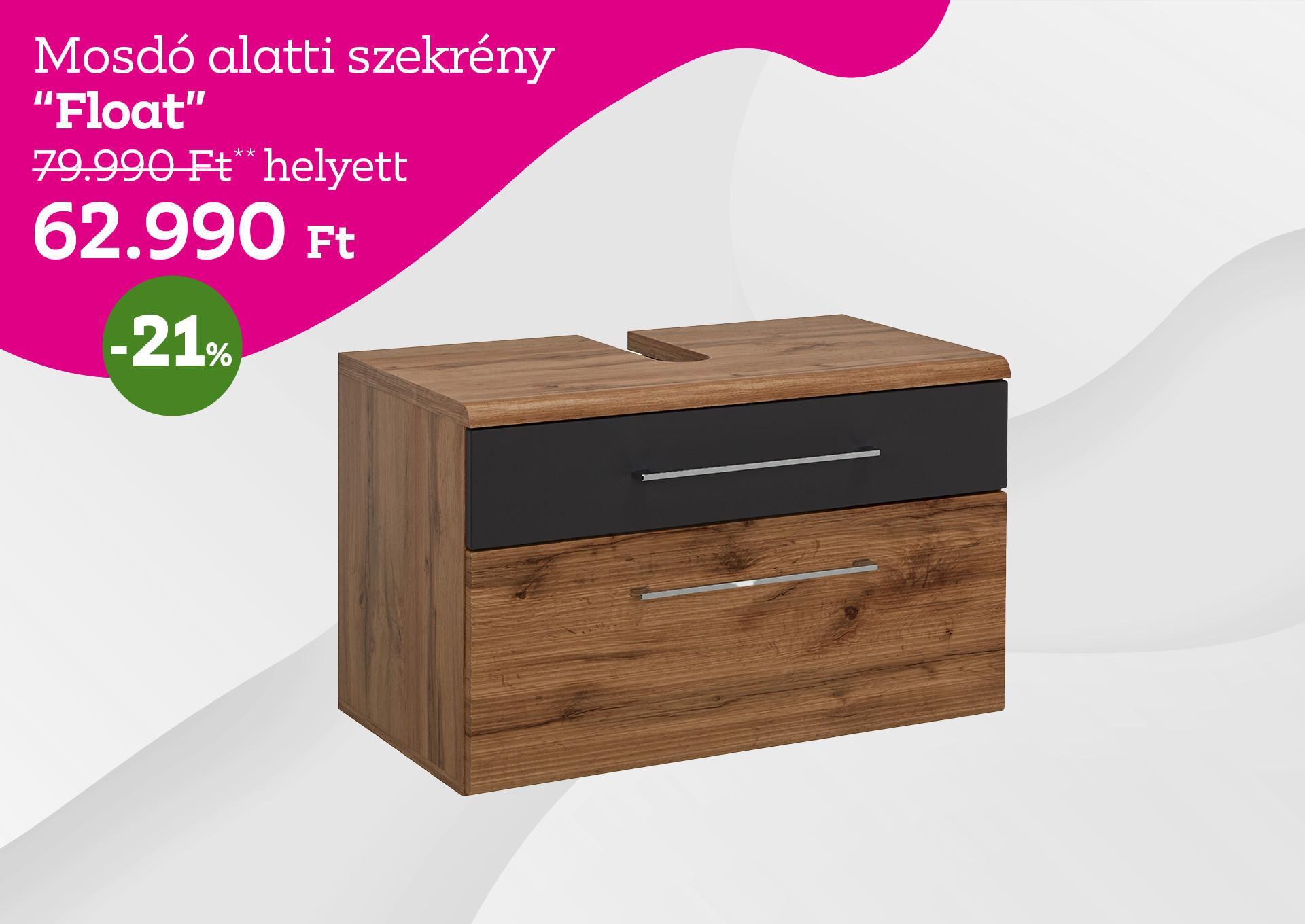 Mosdó alatti szekrény Float 79990 Forint helyett 62990 Forint kedvezmény mértéke 21%