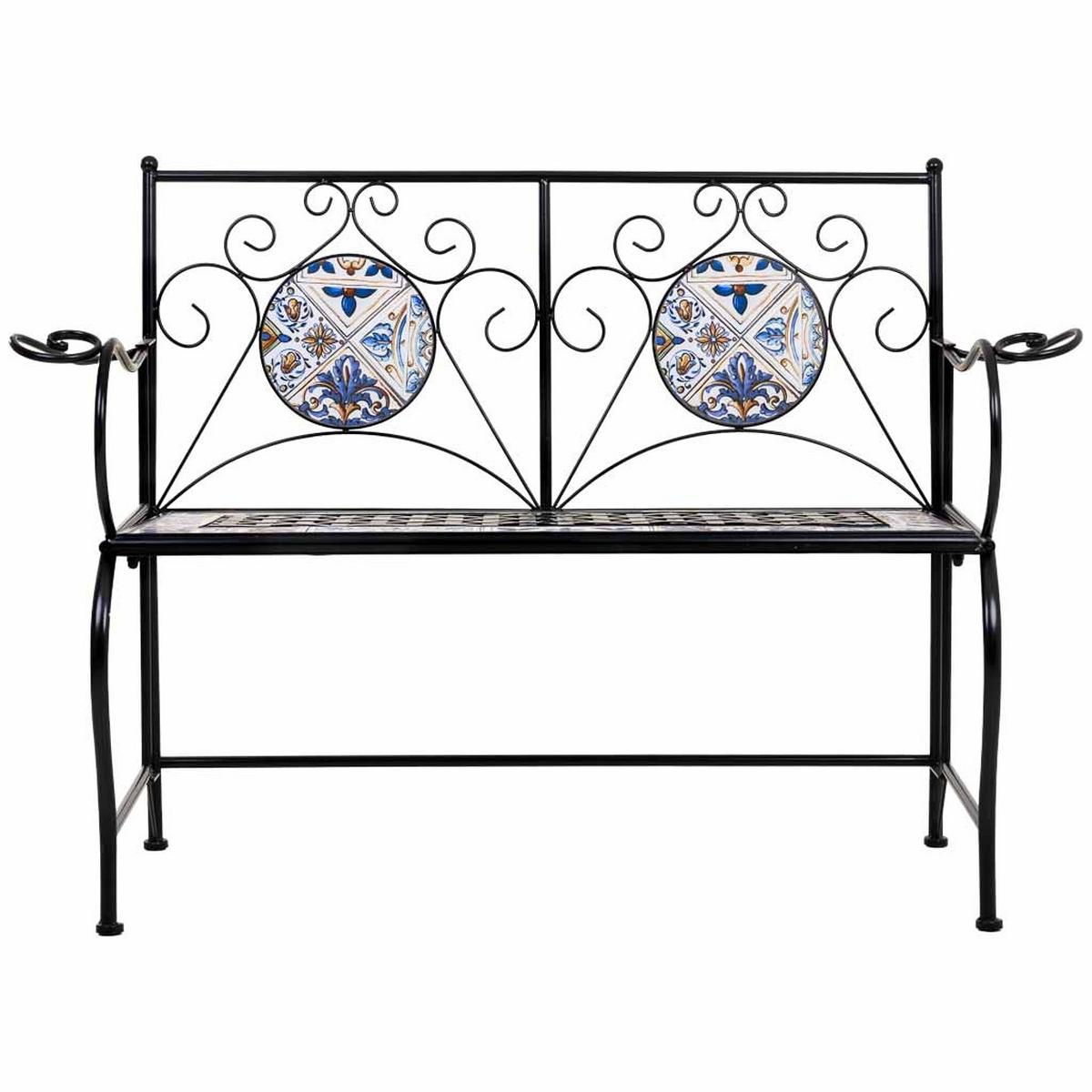 BANK, schwarz, 110x50x88cm - Schwarz, Metall (110/88/50cm) - Wanderlust