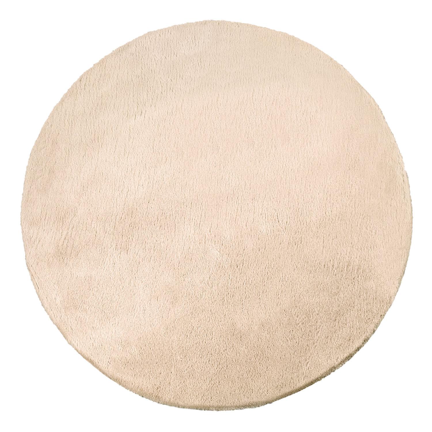 HOCHFLORTEPPICH, einfarbig, Sand, Ø 160 cm - Beige, Textil (160/160cm) - KADIMA DESIGN