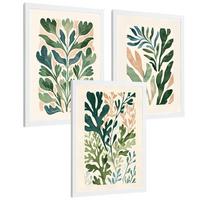 POSTER 3er Bilder-Set Wandbilder Floral Pastell modern Wohnzimmer Deko, Schlafzimmer, Küche, Badezimmer Rahmenlos A3 - Weiß, Papier (29.7/1/42cm) - Nacnic