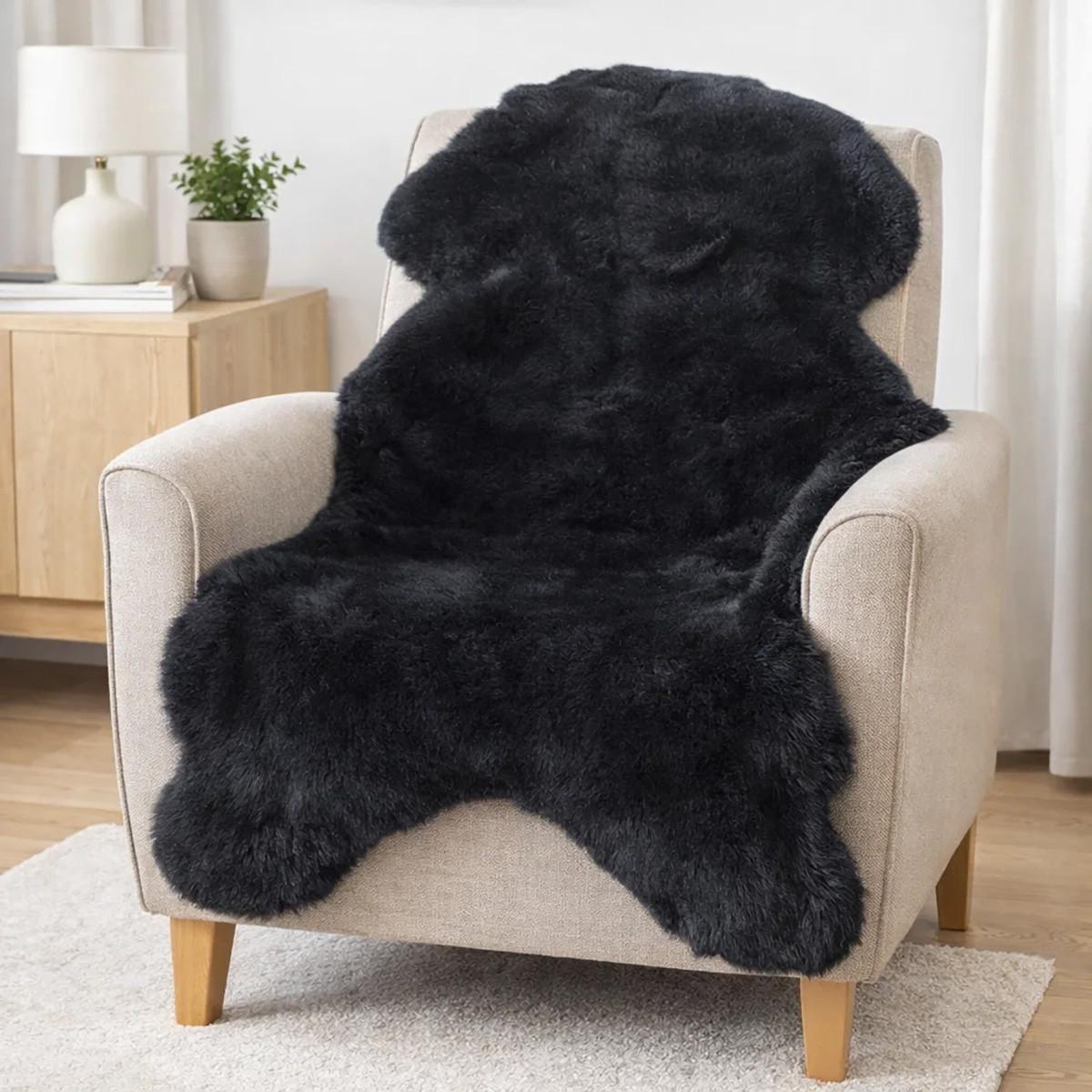 SCHAFFELL Premium Merino Lammfell Schwarz Dyed geschoren ca. 105 cm - Schwarz, Fell (55/105cm) - Provellus