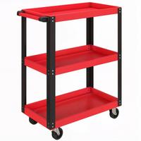 WERKSTATTWAGEN mit 3 Etagen Werkzeugwagen Transportwagen mit Griff - Rot, Metall (35/82.5/70.5cm) - HOMCOM