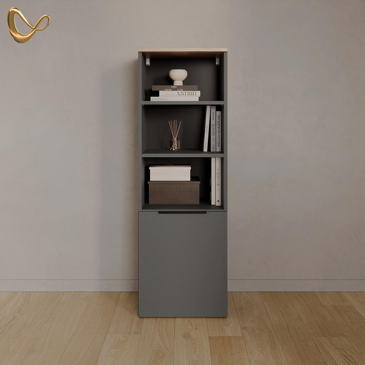 UNIVERSALSCHRANK Piave Anthrazit/Sonoma mit einer Tür - Anthrazit/Sonoma Eiche, Holzwerkstoff (40.2/120/40cm) - Livinity®