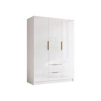 KLEIDERSCHRANK Calwi I Gloss - Weiß Hochglanz/Goldfarben, Holzwerkstoff/Kunststoff (150/216/60cm) - MIRJAN24