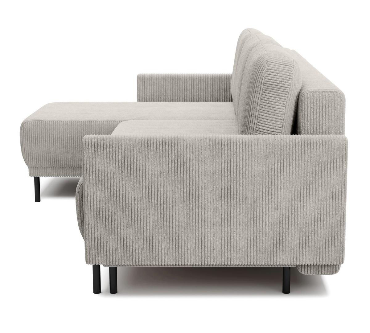 ECKSOFA Hamiel Hellbeige Cordbezug - Ecru/Beige, Holz/Textil (212/142cm) - Selsey