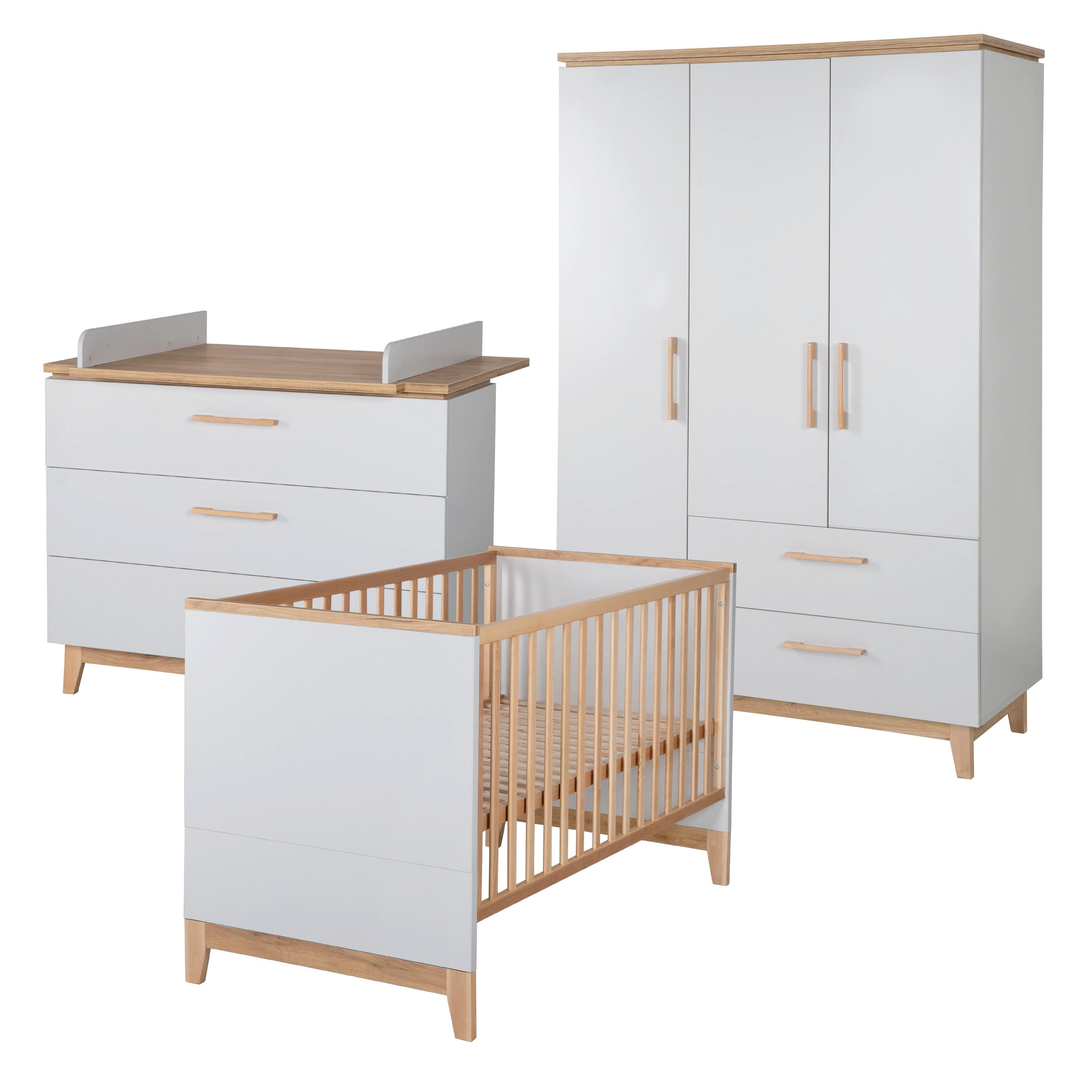 BABYZIMMER-SET Caro II 3-teilig - Hellgrau, Holzwerkstoff (78/89/144cm) - Roba