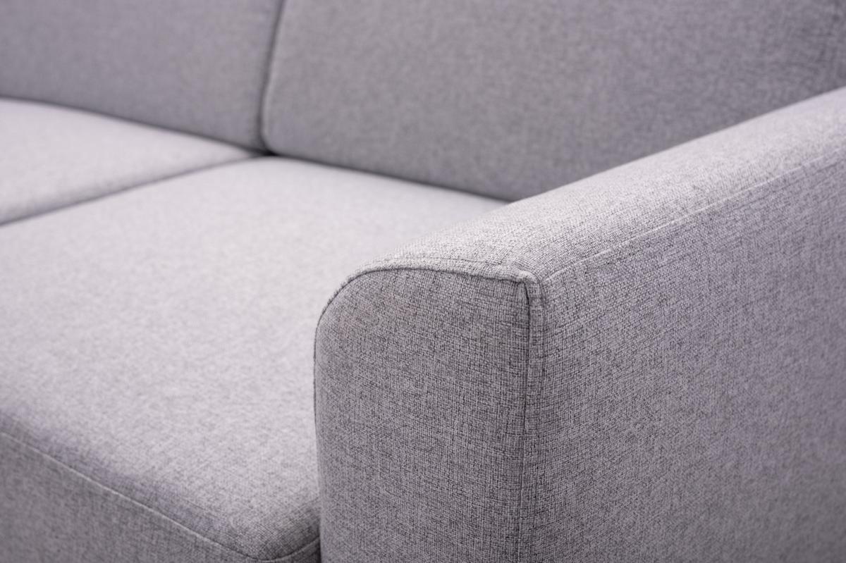 ECKSOFA SAPORE Grau Geflochtener Stoff mit Schlaffunktion - Grau, Holz (235/170cm) - MASSENO