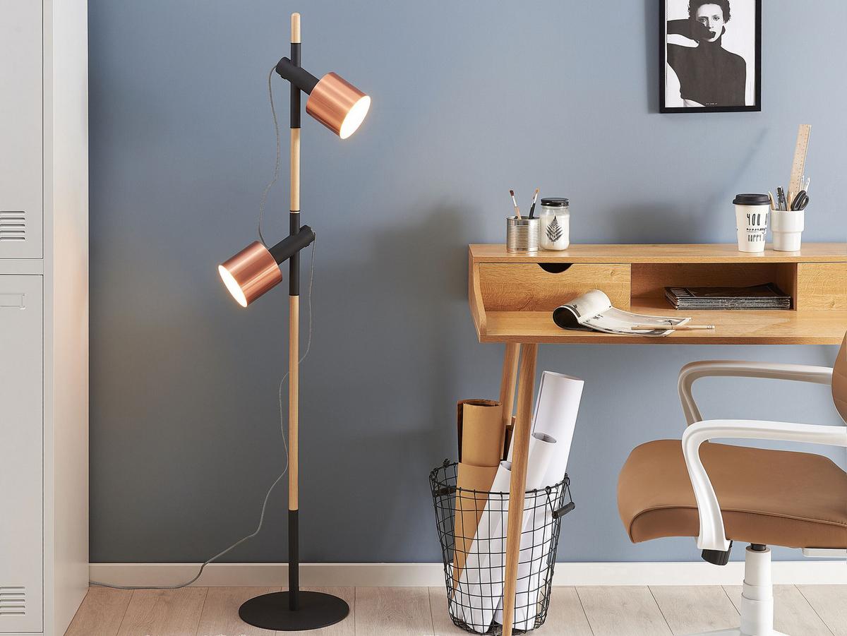STEHLAMPE Owens 125 cm - Schwarz, Holz (12/28/125cm) - Beliani