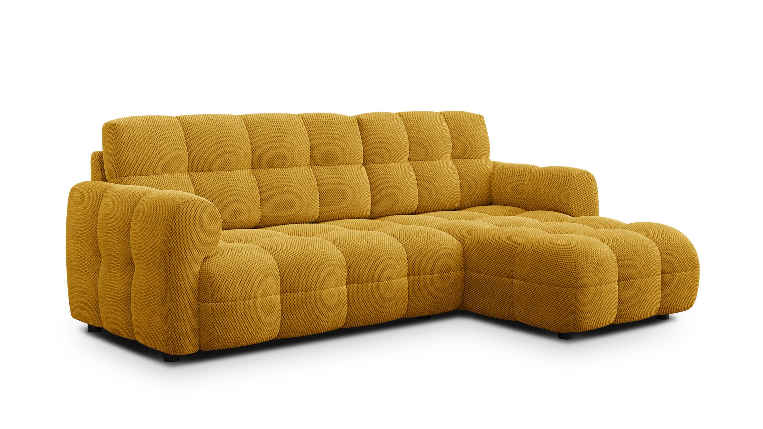 ECKSOFA MELLOW 3-Sitzer, safran - Gelb/Schwarz, Holz/Textil (232/156cm) - Wozimo