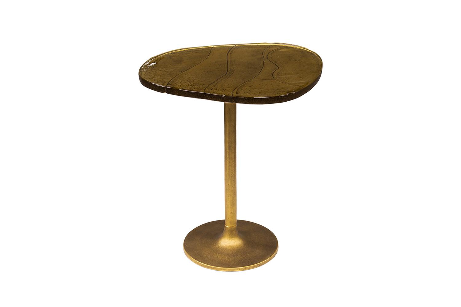 BEISTELLTISCH DARI Gold Glas - Goldfarben, Glas/Metall (42/50/55cm) - KAWOLA
