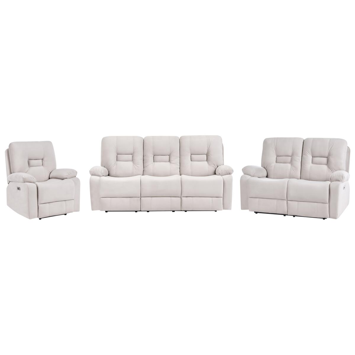 6-SITZER-SOFA SET Samtstoff beige Bergen - Beige, Textil (204/101/73cm) - Beliani