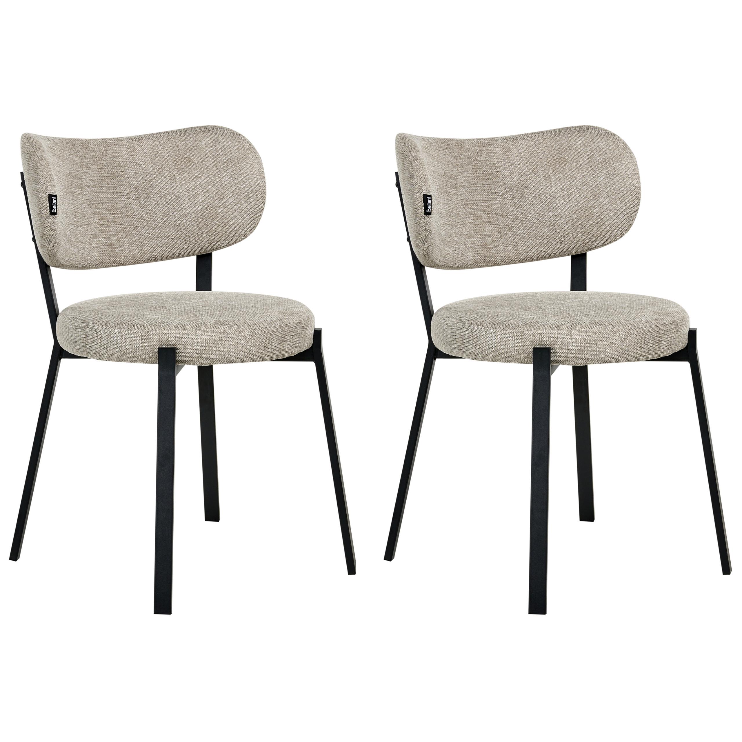 ESSZIMMERSTUHL 2er-Set Stoff Beige Bronte - Beige, Textil (49/76/46cm) - Beliani