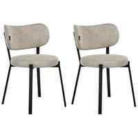 ESSZIMMERSTUHL 2er-Set Stoff Beige Bronte - Beige, Textil (49/76/46cm) - Beliani