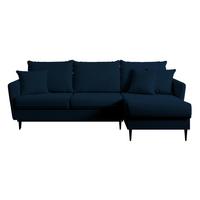 ECKSOFA Volio Dunkelblau Samt 223 cm - Schwarz/Dunkelblau, Textil/Metall (223/145cm) - Selsey