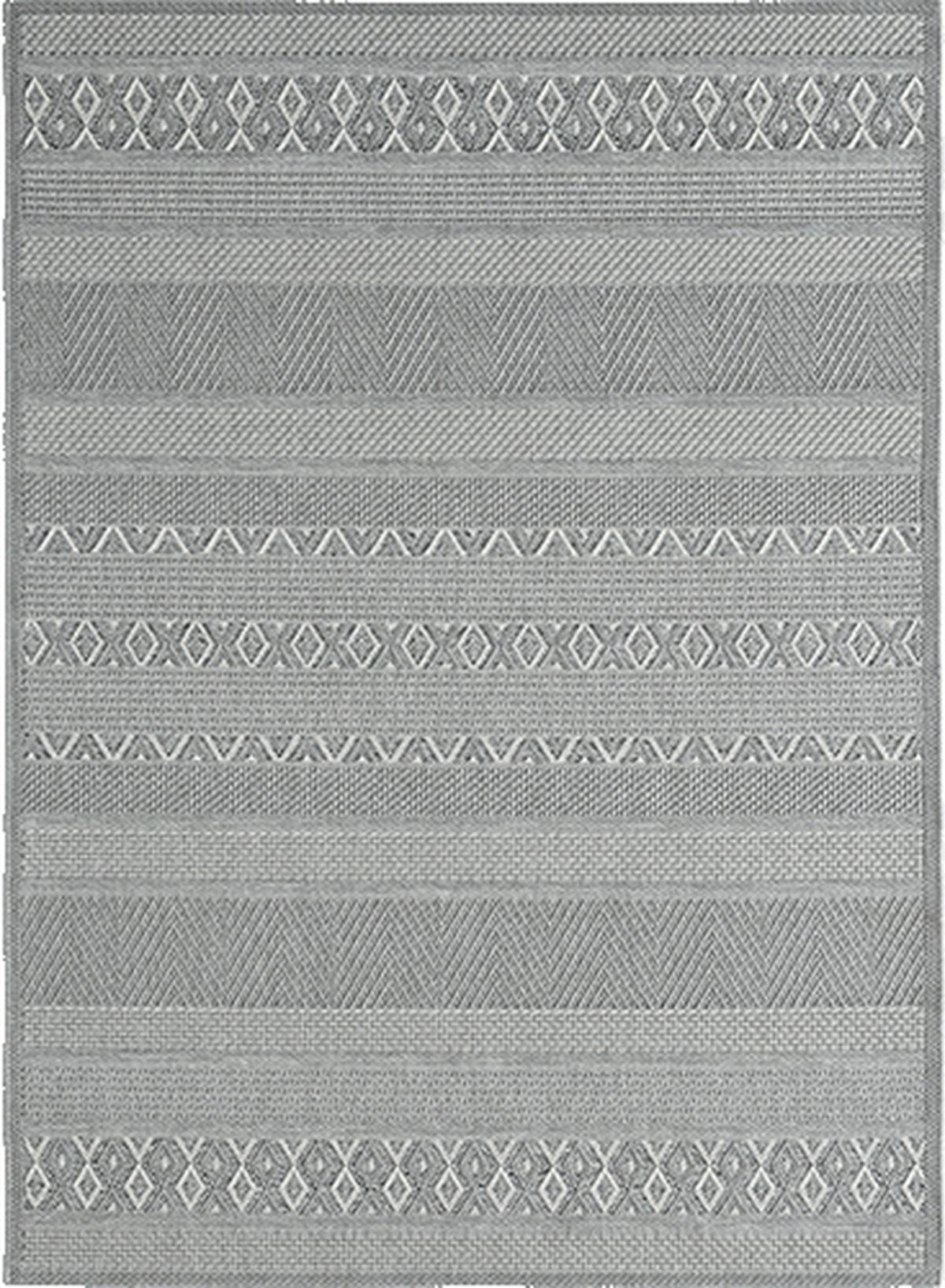 TEPPICH Flachgewebe ESERA Gestreift Polypropylen Grau 80 x 150 cm - Grau, Textil (80/150cm) - KADIMA DESIGN