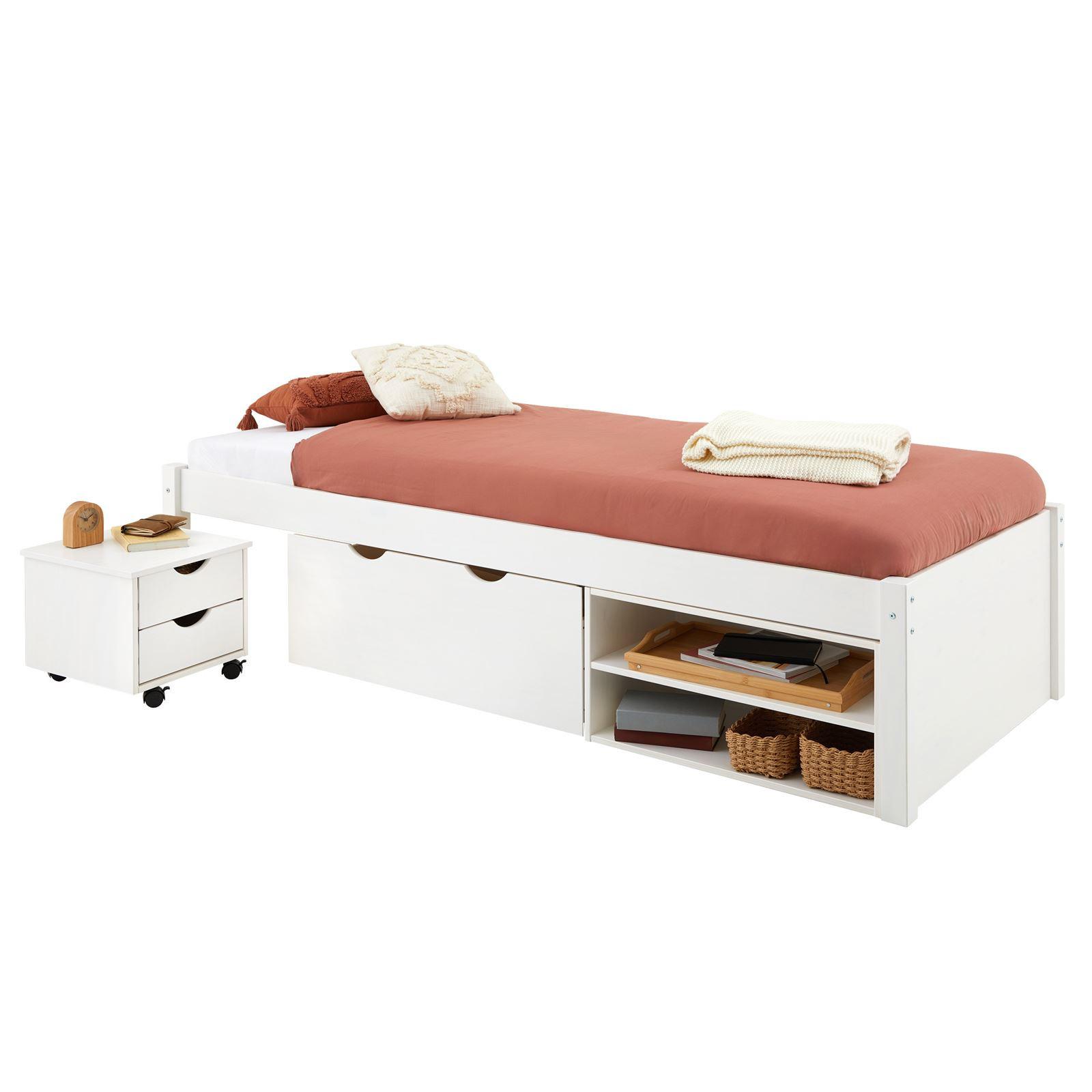 SCHUBLADENBETT SABRINA 90x190 cm weiß - Weiß, Holz (90/190cm) - IDIMEX