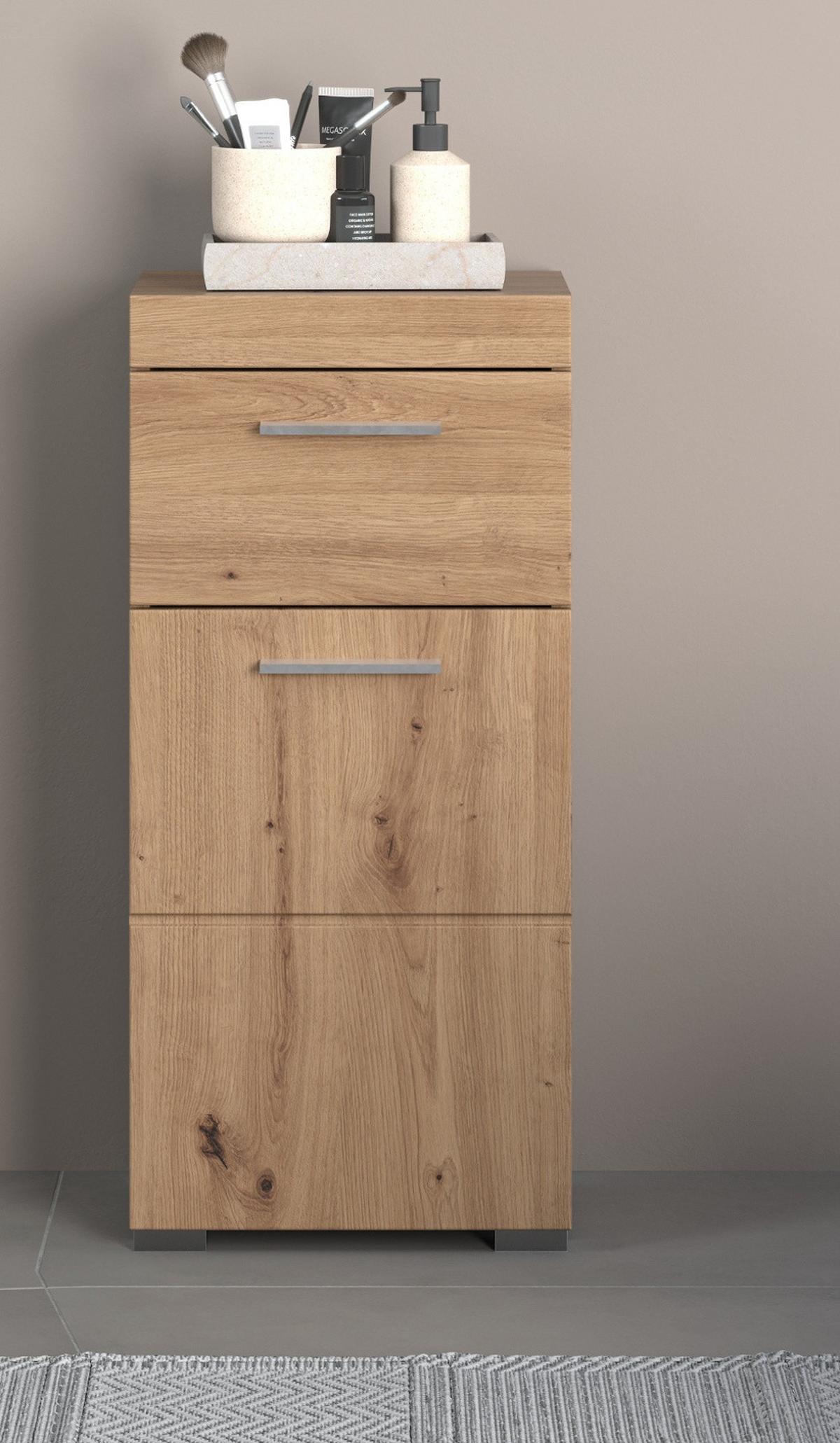 BADSCHRANK Asteiche 37 x 79 cm, Badezimmer Unterschrank in modernem Stil - Eichefarben, Holzwerkstoff/Kunststoff (37/79/31cm) - Top.Furn