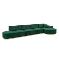 ECKSOFA Ottomane Rechts MARI-L3-v1 - 413x171x83 cm Grün Velours - Grün, Holzwerkstoff/Textil (171/413cm) - ALTDECOR