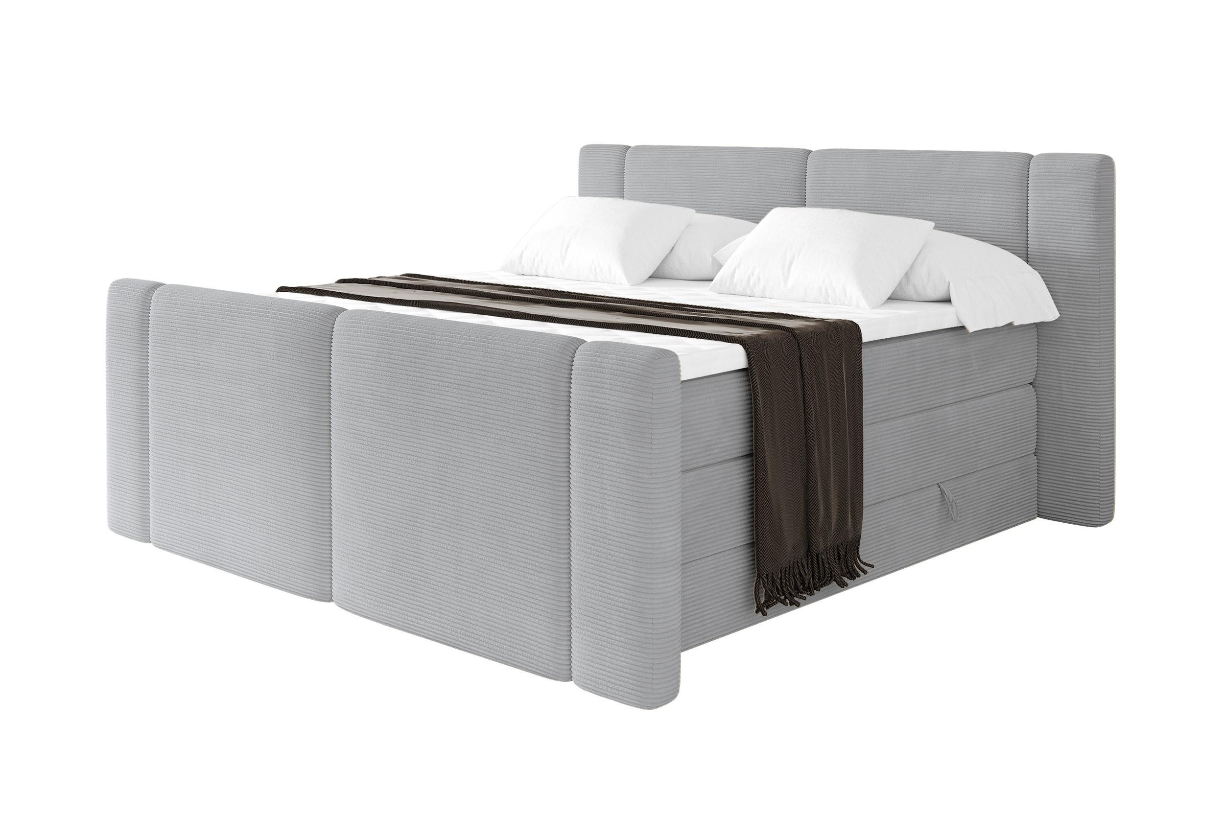 BOXSPRINGBETT mit Matratze H3/H4 - EVON KING Zanozek - 180x200 cm Grau - Graubraun, Holzwerkstoff (180/200cm) - ALTDECOR