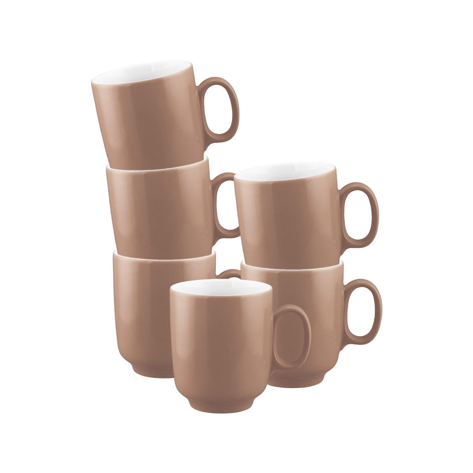 BECHER MIT HENKEL Sento Home Pure Colors Cocoa Brown 400 ml 6er Set - Hellbraun, Keramik (0.4L) - Seltmann Weiden