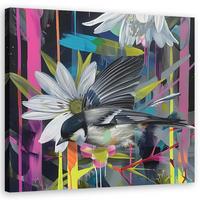 WANDBILD buntes abstrakt mit vogel - Multicolor, Textil (40/40cm) - Feeby