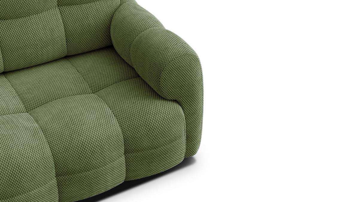 SOFA MELLOW 2,5-Sitzer, olive - Schwarz/Grün, Holz/Textil (183/87/98cm) - Wozimo