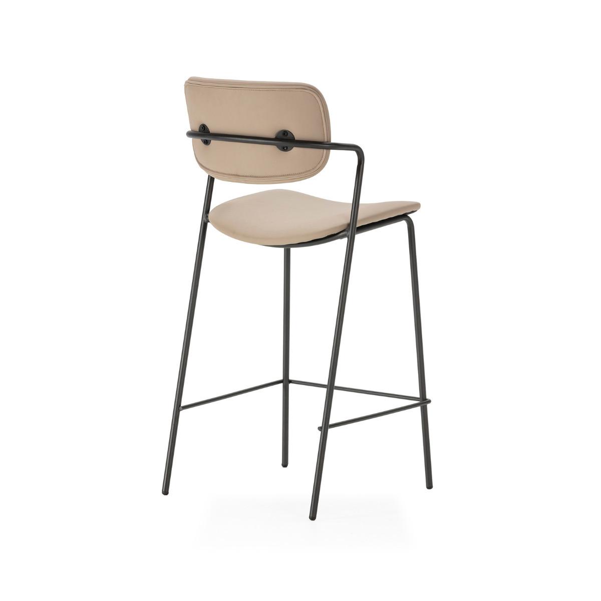 HOCKERN (Set aus 2) mit schwarzen metallbeinen - maika 44/51/66 cm - Taupe, Kunststoff (51/66/44cm) - Calicosy