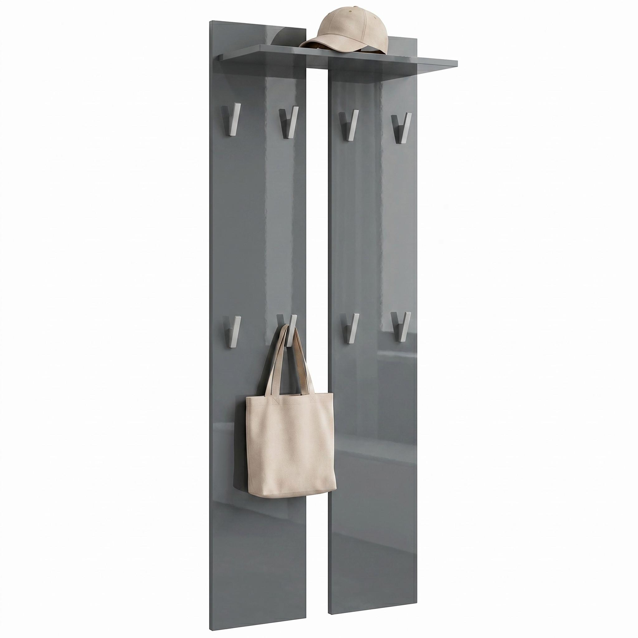 GARDEROBENPANEEL Wandpaneel Grau Hochglanz - Grau, Holzwerkstoff (57/170/20cm) - Vladon