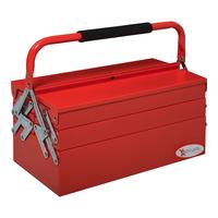 WERKZEUGKASTEN Werkzeugkoffer 5 Fächer aufklappbar Stahl Rot 45 x 20 x 34,5cm - Rot, Metall (20/34.5/45cm) - DURHAND