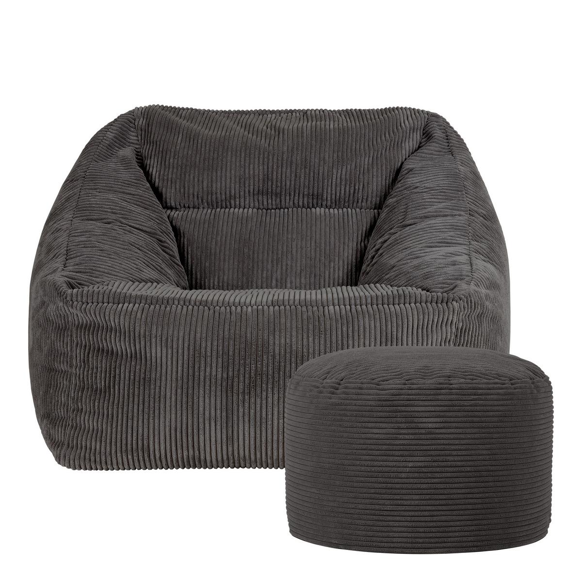 SITZSACK Sessel Natalia mit Sitzpouf - Grau, Textil (97/73/84cm) - icon