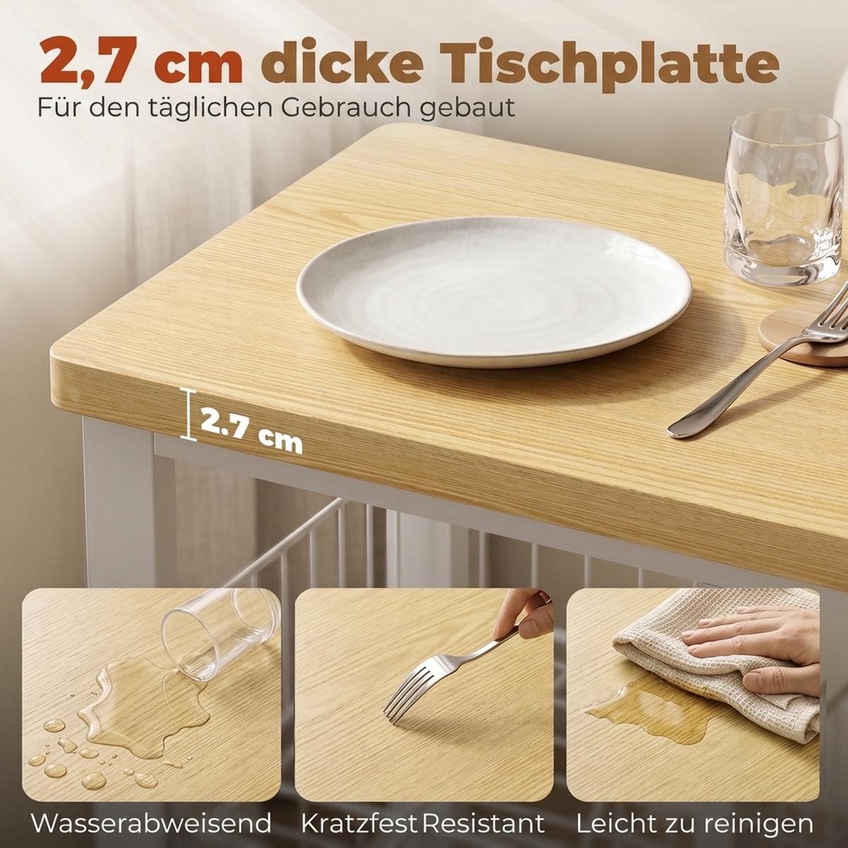 KÜCHENREGAL Spanplatte Kohlenstoffstahl Eiche Weiss - Weiß, Holzwerkstoff/Kunststoff (35/80/100cm) - HOMCOM