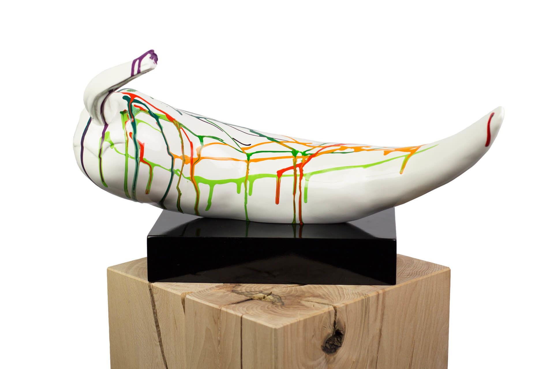 SKULPTUR Bunt 55/48 cm - Multicolor/Weiß, Stein (4.2/48/17cm) - KUNSTLOFT