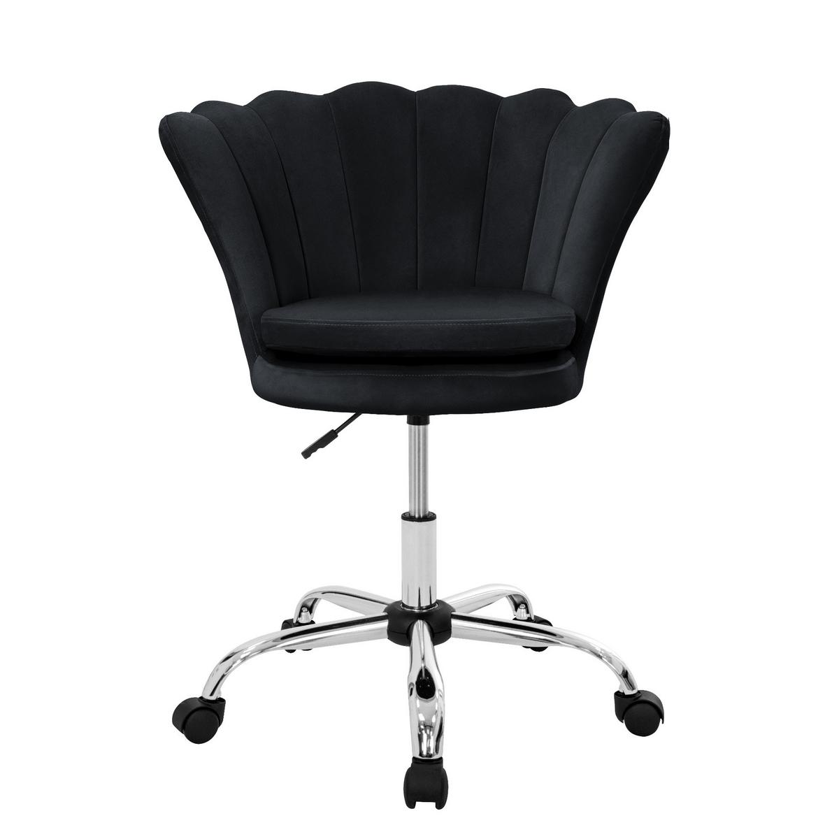 BÜROSTUHL Samt Schwarz - Schwarz, Metall (68/90/68cm) - ML-DESIGN