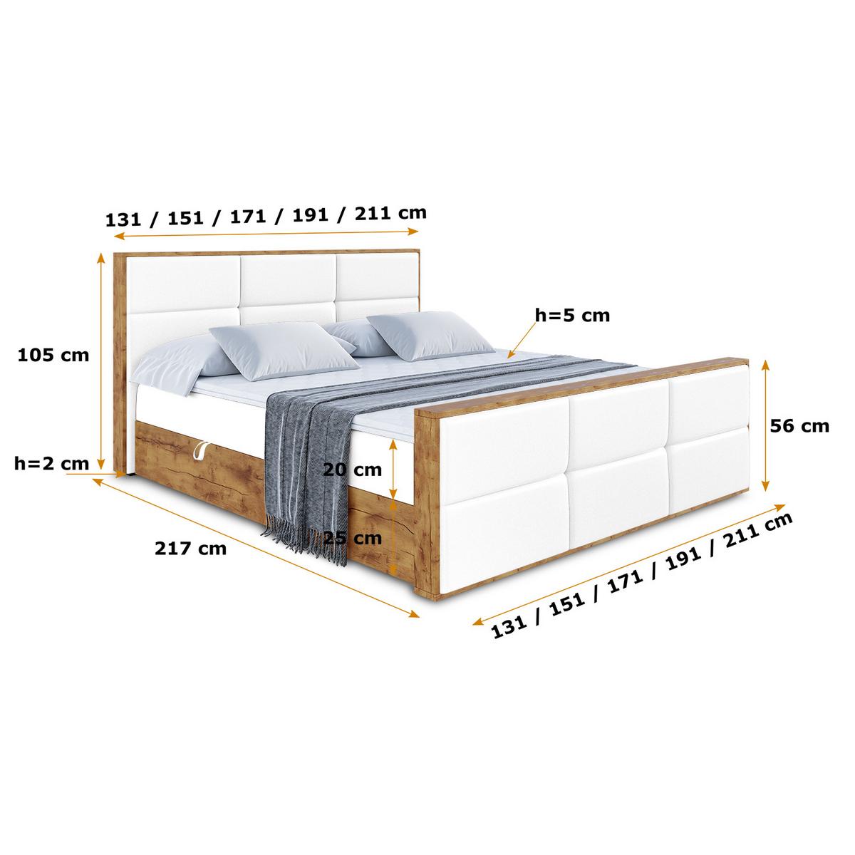 BOXBETT mit Matratze H3 und Lattenrost - LOLLI1-Z - 180x200 - Weiß Kunstleder - Weiß, Holzwerkstoff (180/200cm) - ALTDECOR