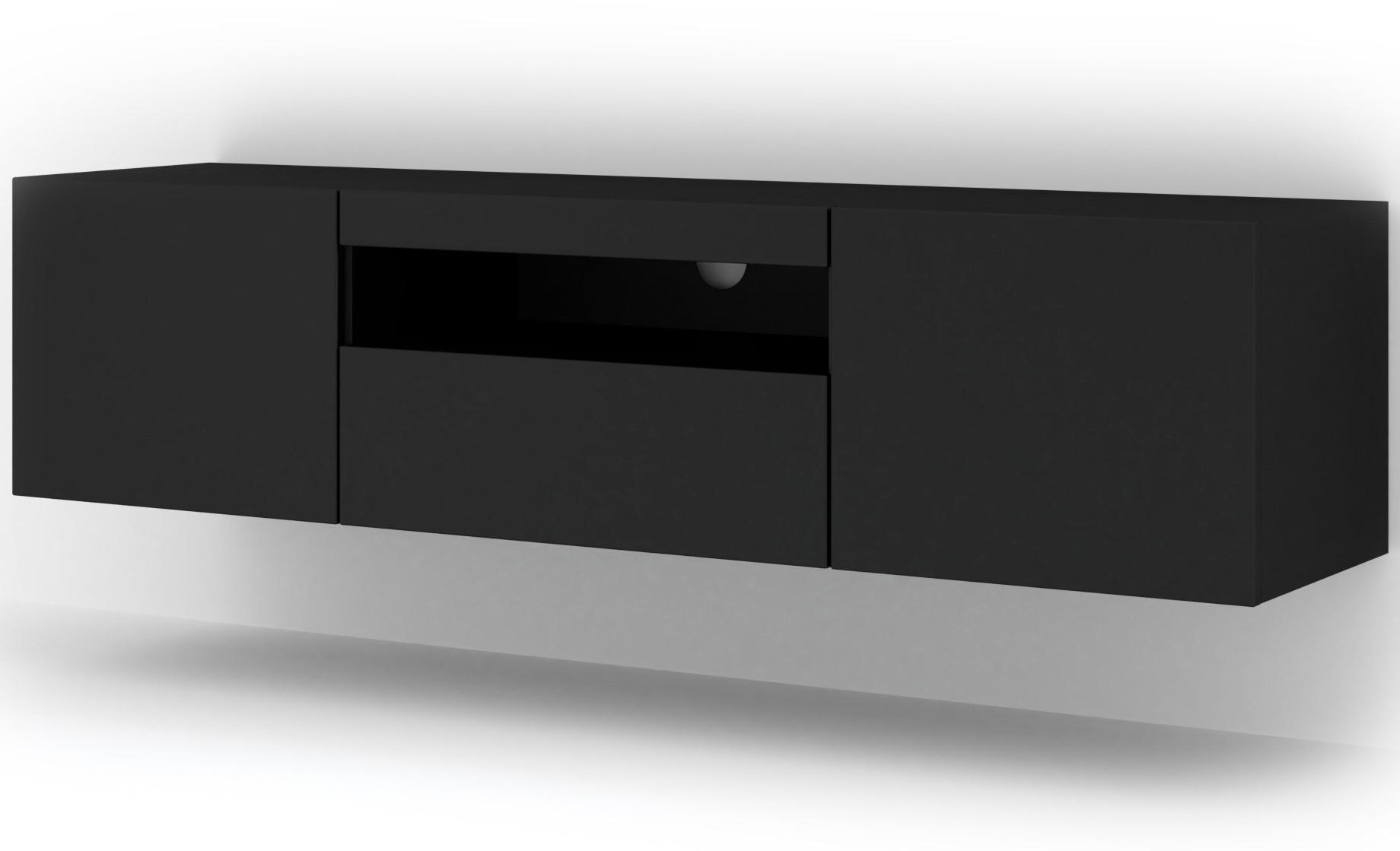TV LOWBOARD Schwarz 150/42/37 - Schwarz, Holzwerkstoff (150/42/37cm) - RAUMHIRSCH FURNITURE