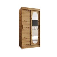 SCHIEBETÜRENSCHRANK mit Spiegel ROYAL 200/100/62 2-türig - Silberfarben/Eiche Artisan, Holz (100/62/100cm) - MÖBEL KRYSPOL