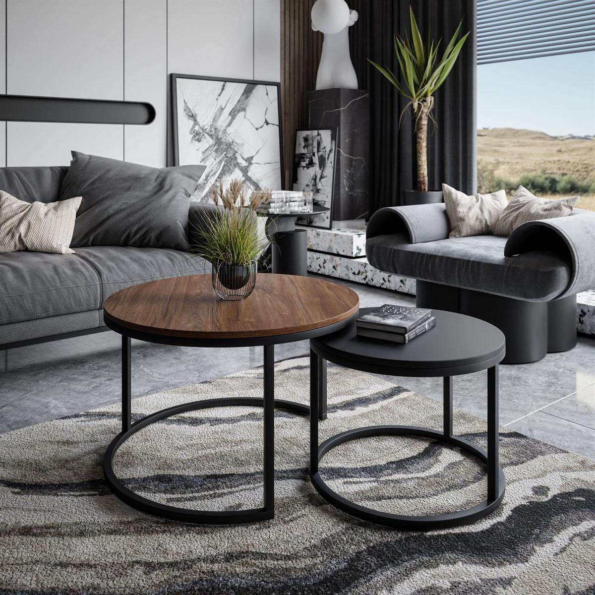 COUCHTISCH CIRI MIX SLIM 2-in-1 - Dunkelbraun, Holzwerkstoff (70/70/48cm) - Lookway