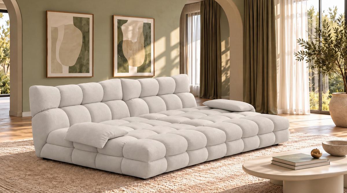 BIG SOFA AMIA Hellgrau Velvet - Hellgrau/Schwarz, Kunststoff/Textil (290/86/178cm) - KAWOLA
