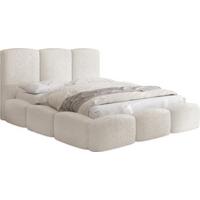 POLSTERBETT Harmony mit Bettkasten, Creme Boucle 200x200 cm - Birkefarben/Schwarz, Holzwerkstoff/Kunststoff (200/200cm) - WFL GROUP