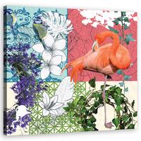 WANDBILD flamingos vögel collage - Multicolor, Textil (30/30cm) - Feeby
