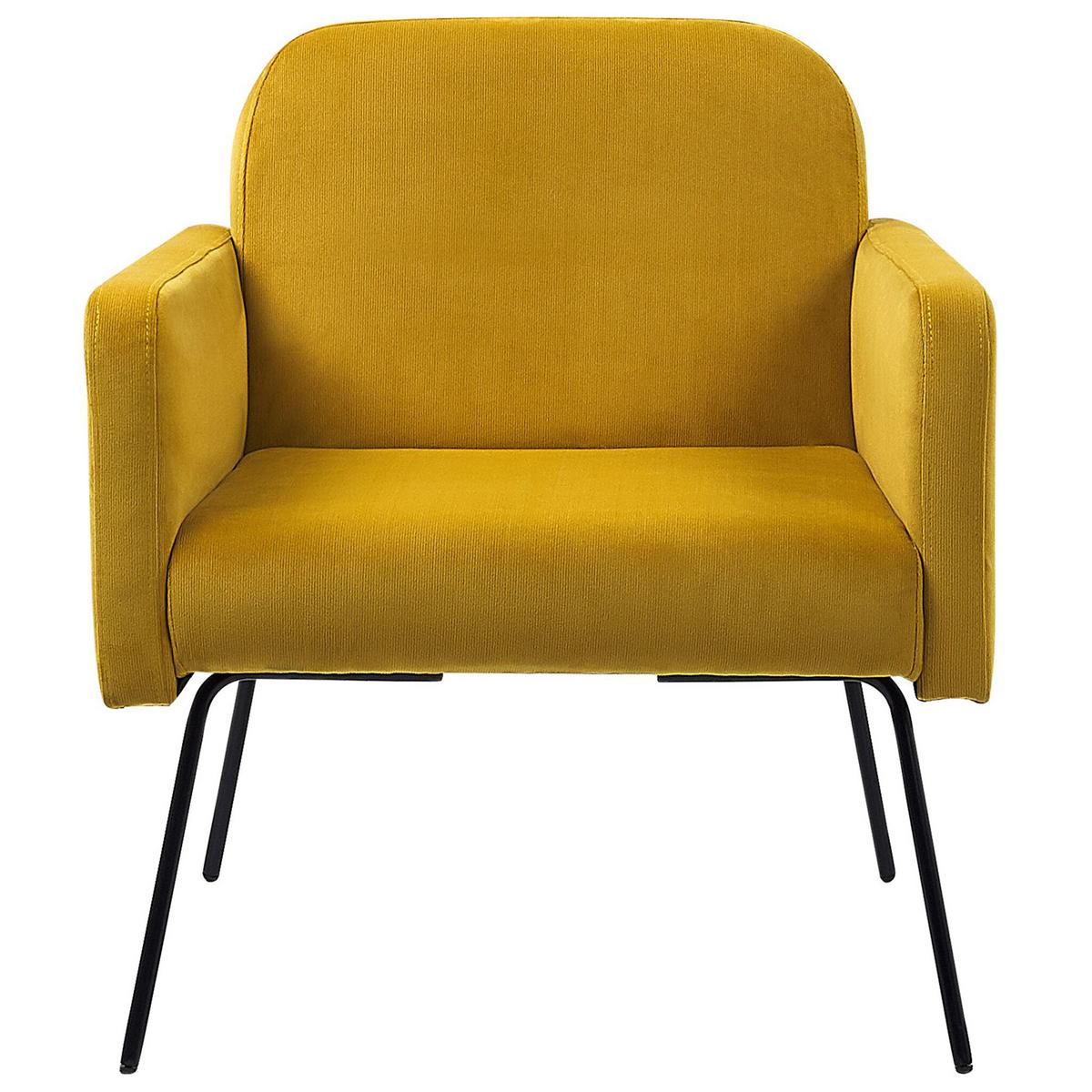 SESSEL Samtstoff Gelb Narken - Gelb, Textil/Metall (72/77/76cm) - Beliani