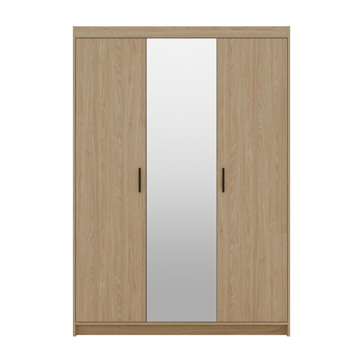 KLEIDERSCHRANK Storicos Geölte Eiche 133/190,5/53 cm - Modern mit Spiegel 3-türig - Eichefarben, Holzwerkstoff/Kunststoff (133/190.6/53cm) - AX Living