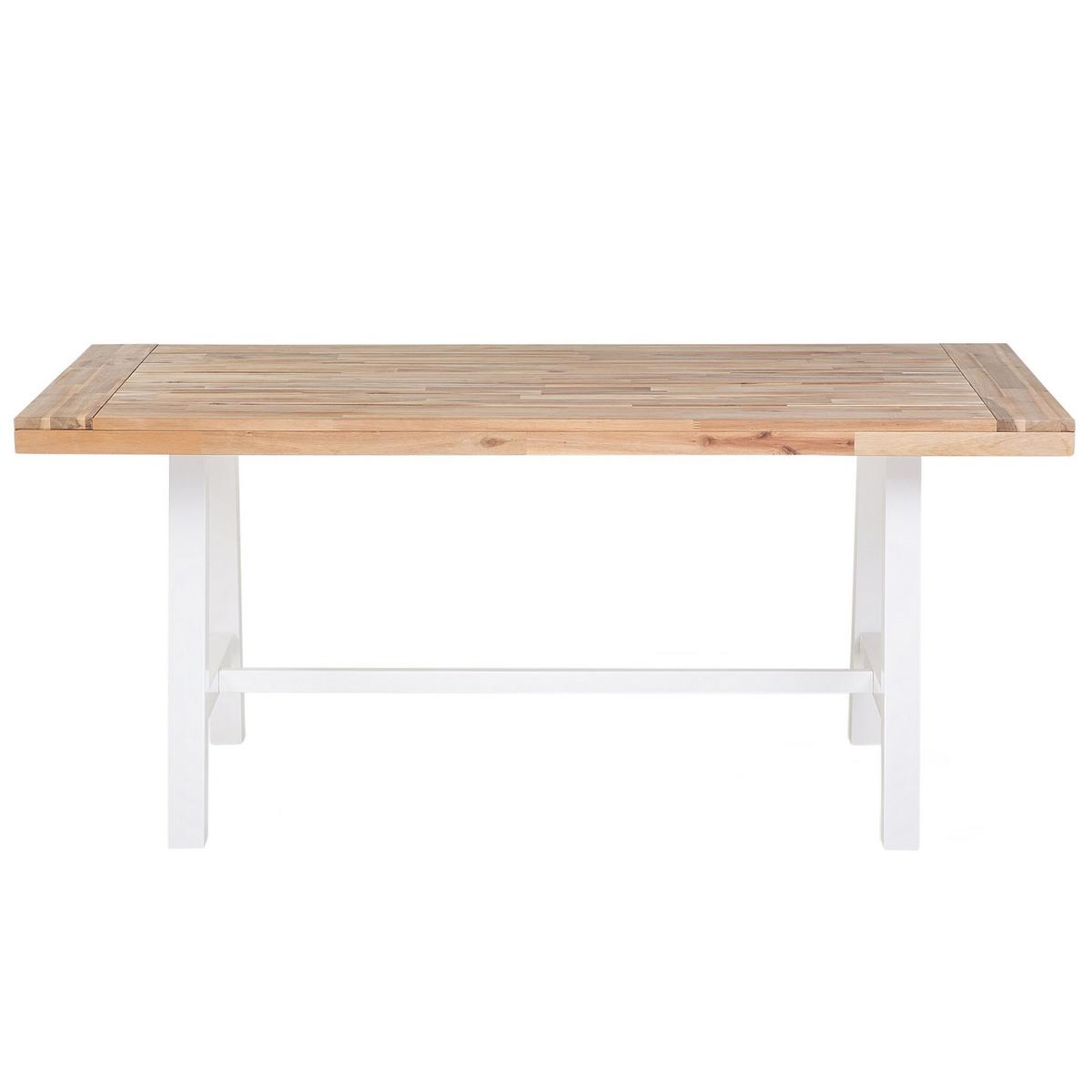 ESSTISCH Akazienholz weiß/hellbraun Scania - Hellbraun/Weiß, Holz (170/80/74cm) - Beliani