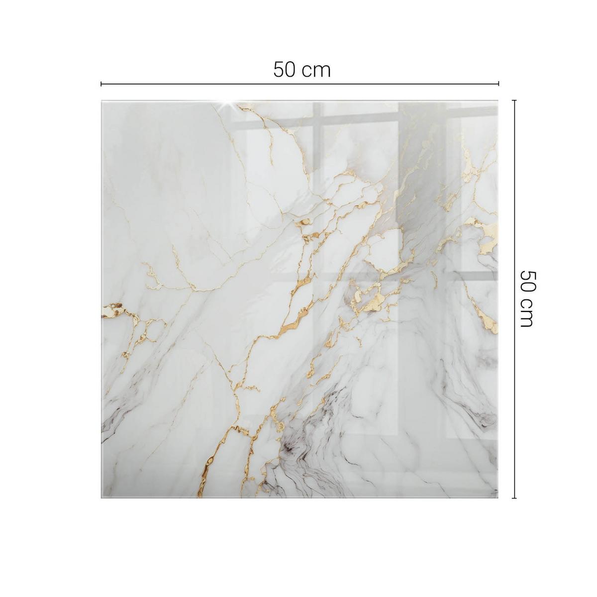 TISCHPLATTE 50x50 cm Eleganter Marmor mit Adern - Weiß, Glas (0.4/50/50cm) - TULUP