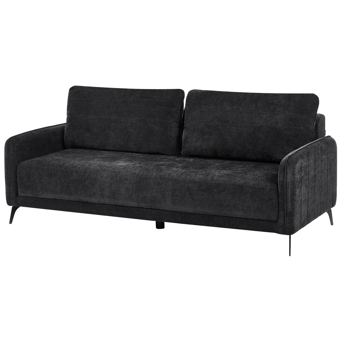 SCHLAFSOFA 3-Sitzer Chenillegewebe Schwarz Heming - Schwarz, Textil (200/88/90cm) - Beliani